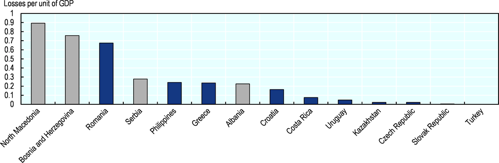 Figure 1.4. Economic losses due to extreme weather events in the Western Balkans